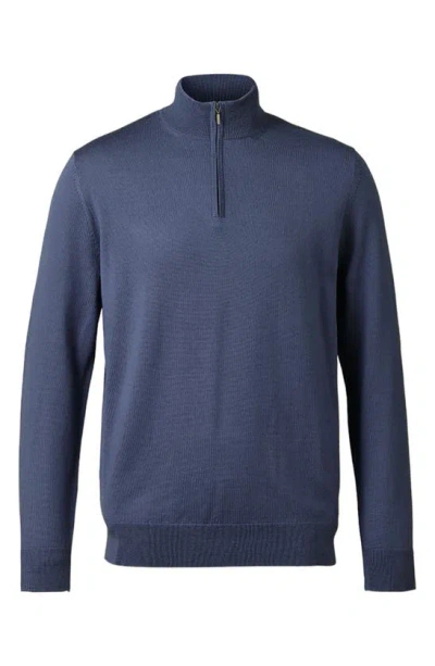 Charles Tyrwhitt Merino Zip Neck Wool Sweater In Steel Blue