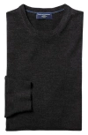 Charles Tyrwhitt Merino V-neck Sweater In Dark Charcoal
