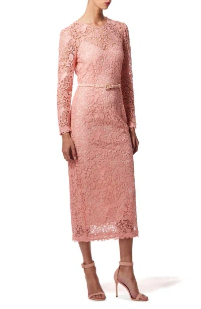 Carolina Herrera Lace Crewneck Midi Dress In Blush