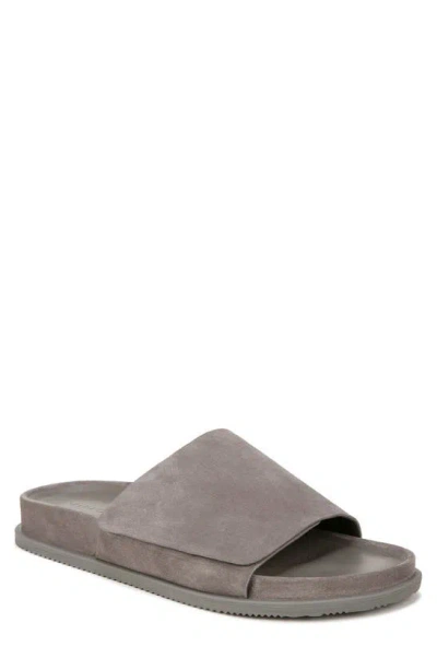 Vince Men's Del Rey Leather Slide Sandals In Smoke Grey Suede