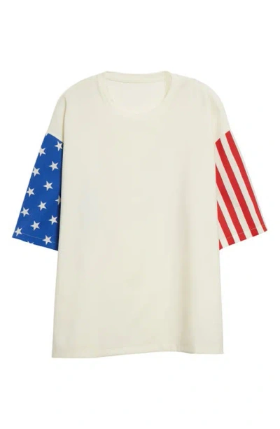 4sdesigns Stars & Stripes Virgin Wool T-shirt In Off White