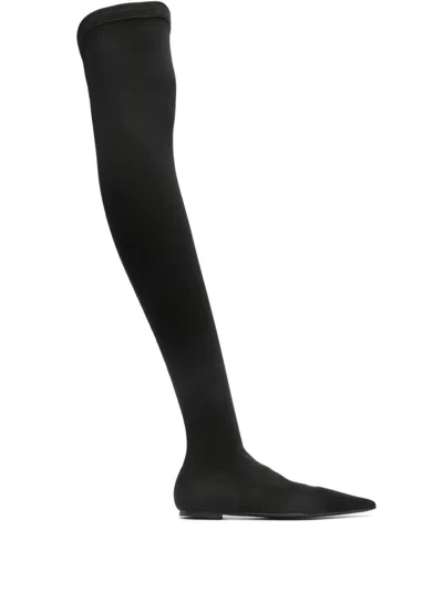 Dolce & Gabbana Thigh-high Flat Boots In Black