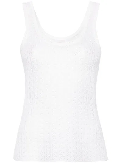 Chloé Lace-knit Silk-linen Tank Top In White