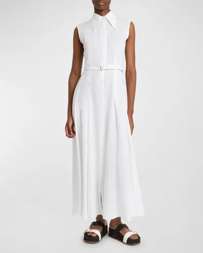 Gabriela Hearst Durand Belted Linen Shirtdress In White