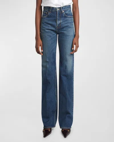 Saint Laurent Neo Clyde High-rise Straight-leg Jeans In Blue