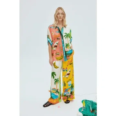 Alemais Paradiso Printed Silk Wide-leg Pants In Yellow