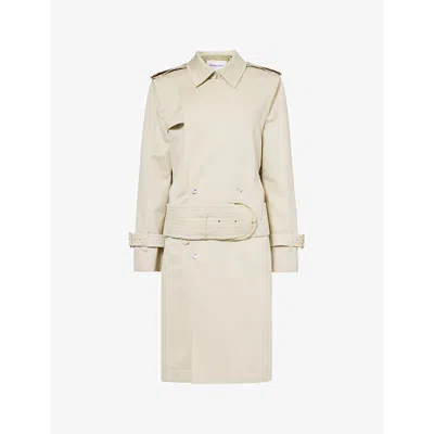 Burberry Womens Oat Double-breasted Collar Cotton And Silk-blend Coat