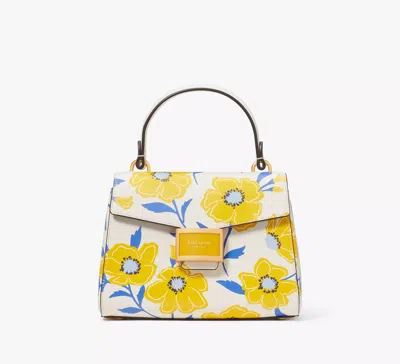 Kate Spade Katy Sunshine Floral Textured Leather Small Top-handle Bag In Cream Floral
