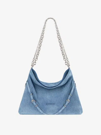 Givenchy Women's Medium Voyou Chain Bag In Washed Denim In Multicolor