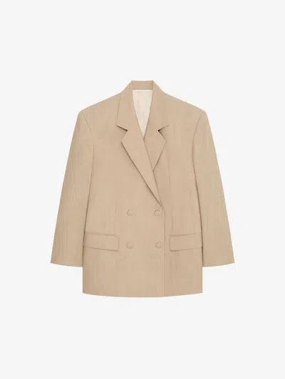 Givenchy Double Breasted Jacket In Wool In Beige