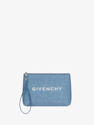 Givenchy Travel Pouch In Raffia In Blue