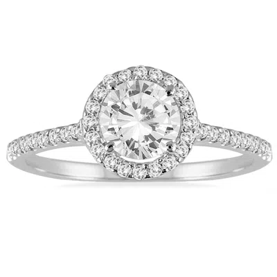 Sselects Ags Certified 1 1/4 Carat Tw Diamond Halo Ring In 14k White Gold J-k Color, I2-i3 Clarity