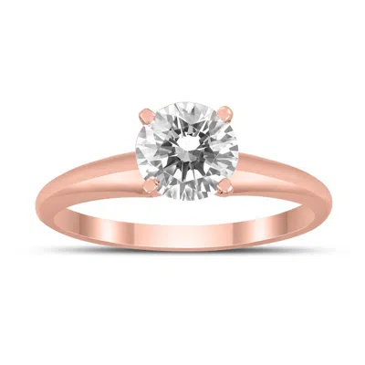 Sselects Ags Certified 1 Carat Diamond Solitaire Ring In 14k Rose Gold H-i Color, I1-i2 Clarity In Multi