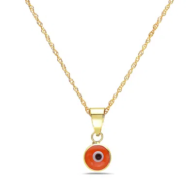 Pori Jewelry 14k Gold Evil Eye Charm Necklace In Orange