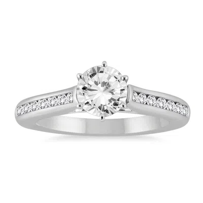 Sselects Ags Certified 1 1/4 Carat Tw Diamond Channel Engagement Ring In 14k White Gold H-i Color, I1-i2 Clar
