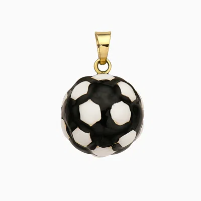 Pori Jewelry 14k Gold Enameledand Round Soccer Ball Pendant In Multi