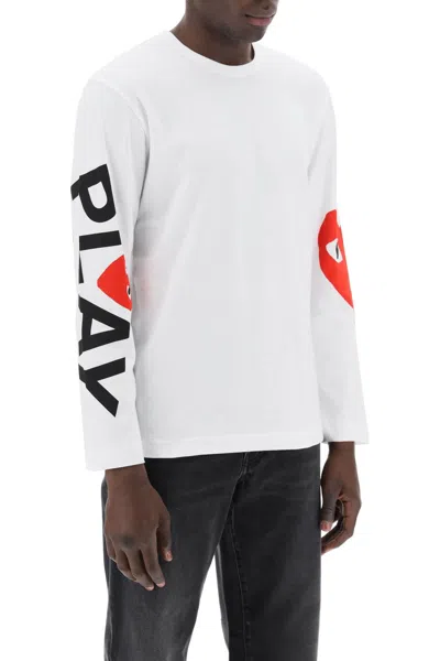 Comme Des Garçons Play Long Sleeve Logo T-shirt In White