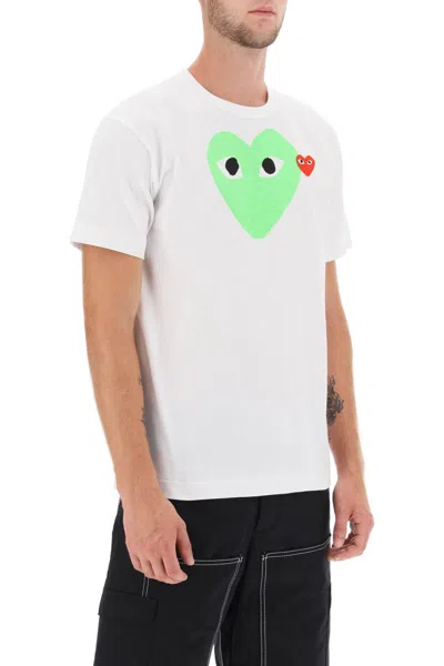 Comme Des Garçons Play Heart Print T-shirt In Green