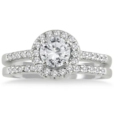 Sselects Ags Certified 1 1/6 Carat Tw Diamond Bridal Set In 10k White Gold I-j Color, I2-i3 Clarity