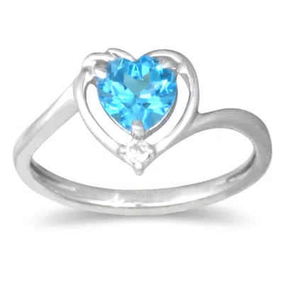Sselects 1 Carat Heart-shaped Topaz And Diamond Ring In 10k White Gold