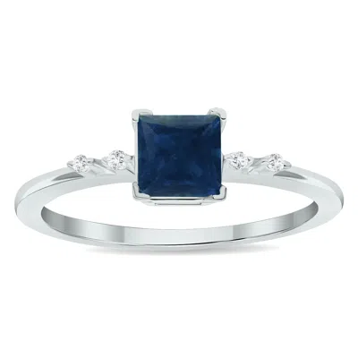 Sselects Women's Sapphire And Diamond Sparkle Ring In 10k White Gold