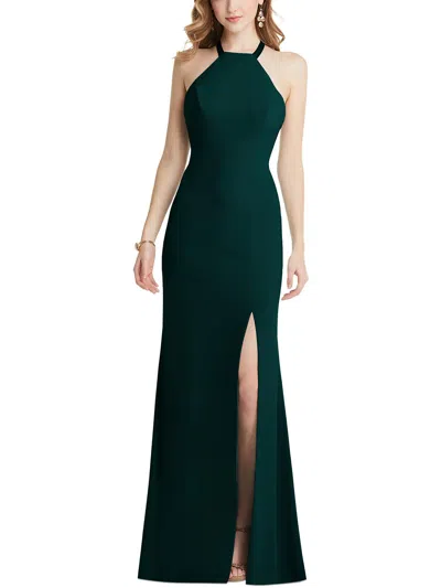 After Six Womens Halter Long Evening Dress In Green