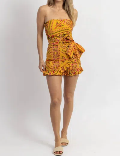 Olivaceous Layla Summer Romper In Yellow In Multi