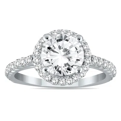 Sselects Ags Certified 1 1/8 Carat Tw Halo Diamond Engagement Ring In 14k White Gold H-i Color, I1-i2 Clarity