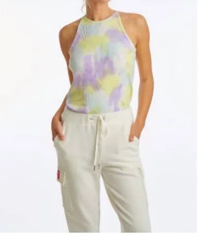 Juicy Couture Tie Dye Ribbed Halter In Candy Green In Yellow