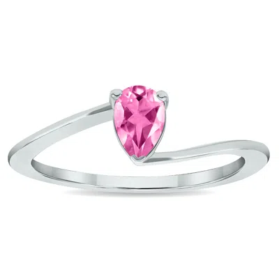 Sselects Women's Solitaire Topaz Wave Ring In 10k White Gold