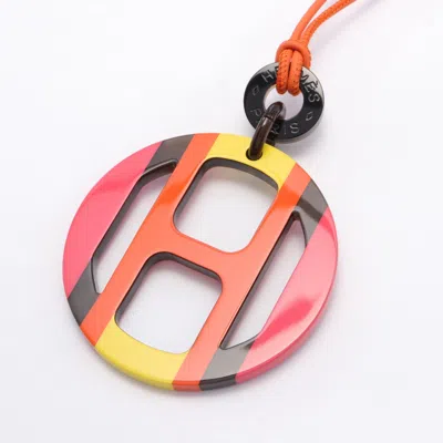Pre-owned Hermes H Equip Necklace Buffalo Horn Leather Multicolor