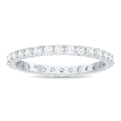 Sselects 1 Carat Tw Thin Low Set Diamond Eternity Band In 10k White Gold