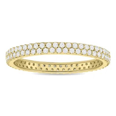 Sselects 1/2 Carat Tw Double Row Diamond Eternity Band In 10k Yellow Gold
