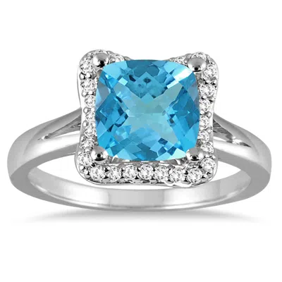 Sselects 2 Carat Cushion Cut Topaz And Diamond Ring In 14k White Gold