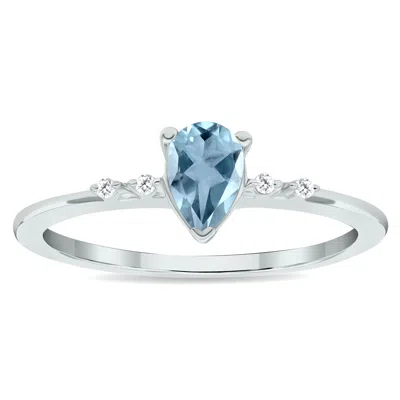 Sselects Women's Aquamarine And Diamond Sparkle Ring In 10k White Gold