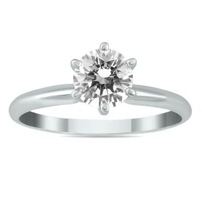 Sselects Ags Certified 1 Carat Diamond Solitaire Ring In 14k White Gold J-k Color, I2-i3 Clarity