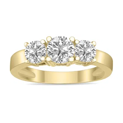 Sselects 1.50 Ctw Three Stone Lab Grown Diamond Ring In 14k Yellow Gold