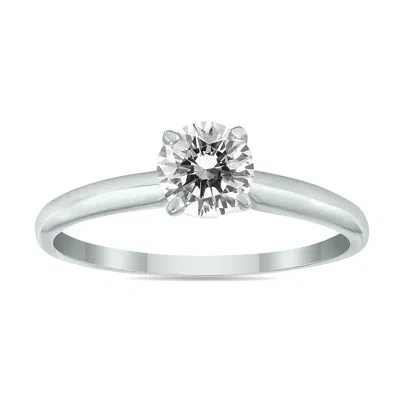 Sselects 1/3 Carat Round Diamond Solitaire Ring In 14k White Gold