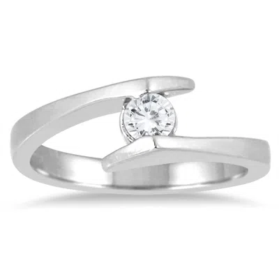 Sselects 1/5 Carat Round Diamond Embrace Ring In 14k White Gold