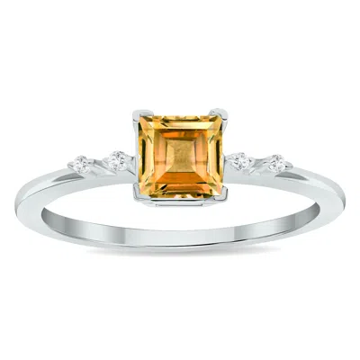 Sselects Women's Citrine And Diamond Sparkle Ring In 10k White Gold