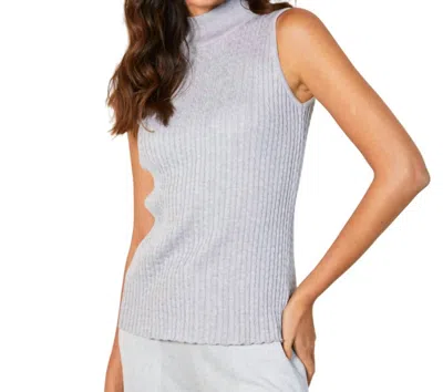 French Kyss Sleeveless Braided Mock Neck Top In Slate In Grey