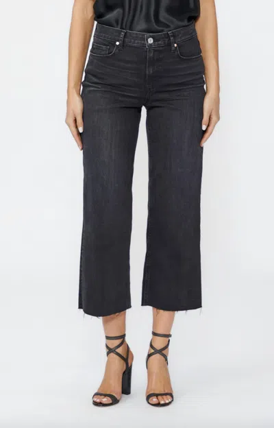 Paige Nellie High Rise Raw Hem Denim Culottes In Black Willow In Grey
