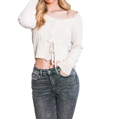 Lush Casual Cropped Knit Top Sweater In White