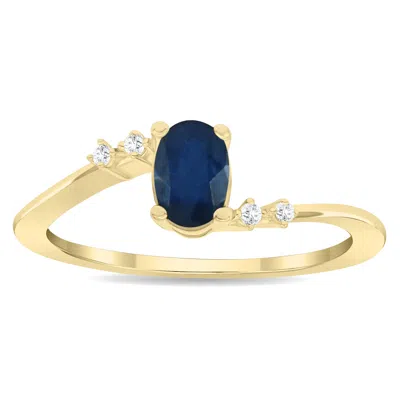 Sselects Women's Oval Shaped Sapphire And Diamond Tierra Ring In 10k Yellow Gold