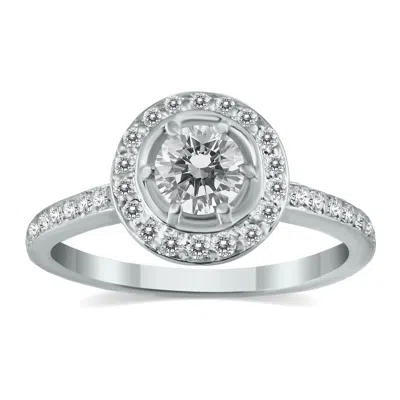 Sselects 3/4 Carat Tw Diamond Halo Ring In 14k White Gold