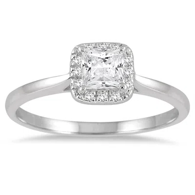 Sselects 1/2 Carat Tw Diamond Princess Halo Ring In 14k White Gold