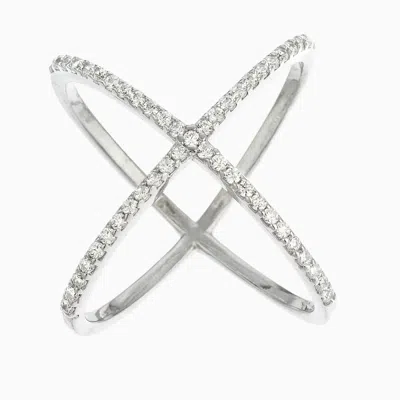 Pori Jewelry Silver Criss Cross X Ring In White