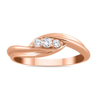 Sselects 1/8 Carat Tw Diamond Three Stone Ring In 10k Rose Gold In Multi