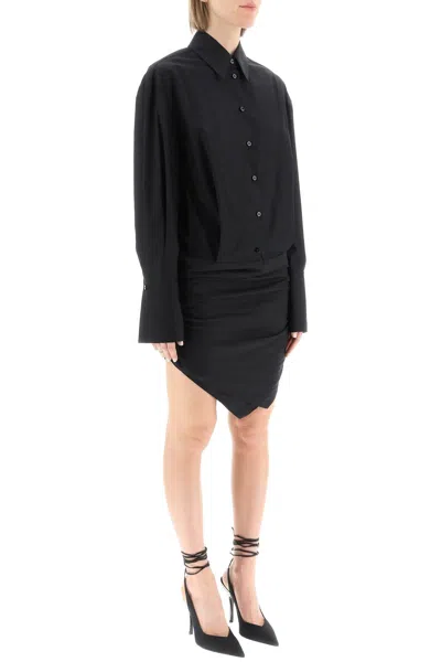 Attico 'hatty' Mini Shirt Dress In Black