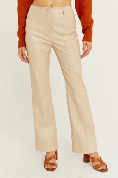 Crescent Leather Pants In Cream In White